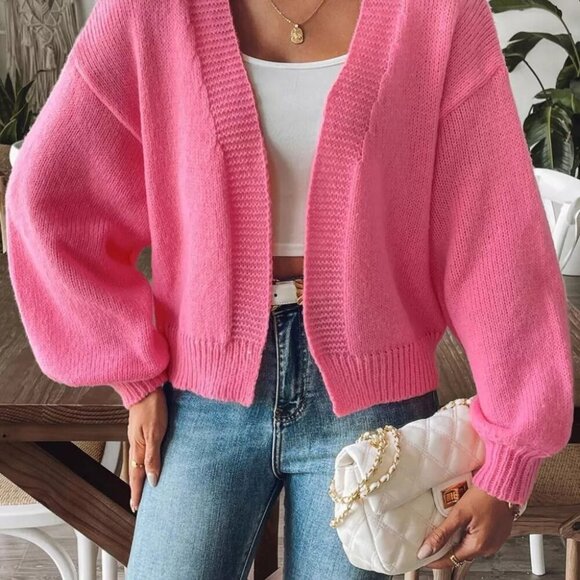 Open Front Dropped Shoulder Cardigan - Picture 7 of 16